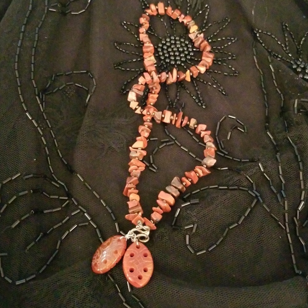 Carnelian and red agate necklace.
